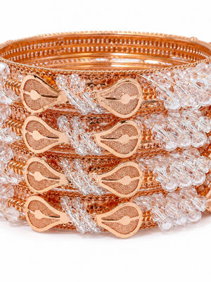  Rose Gold Crystal Bangles Set (Pack of 4)